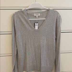 Banana Republic Factory Gray Forever V-Neck Sweater